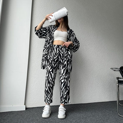 🐾 Stylish Zebra Print Coordinated Set 🐾 Trendy Gown  & Trousers