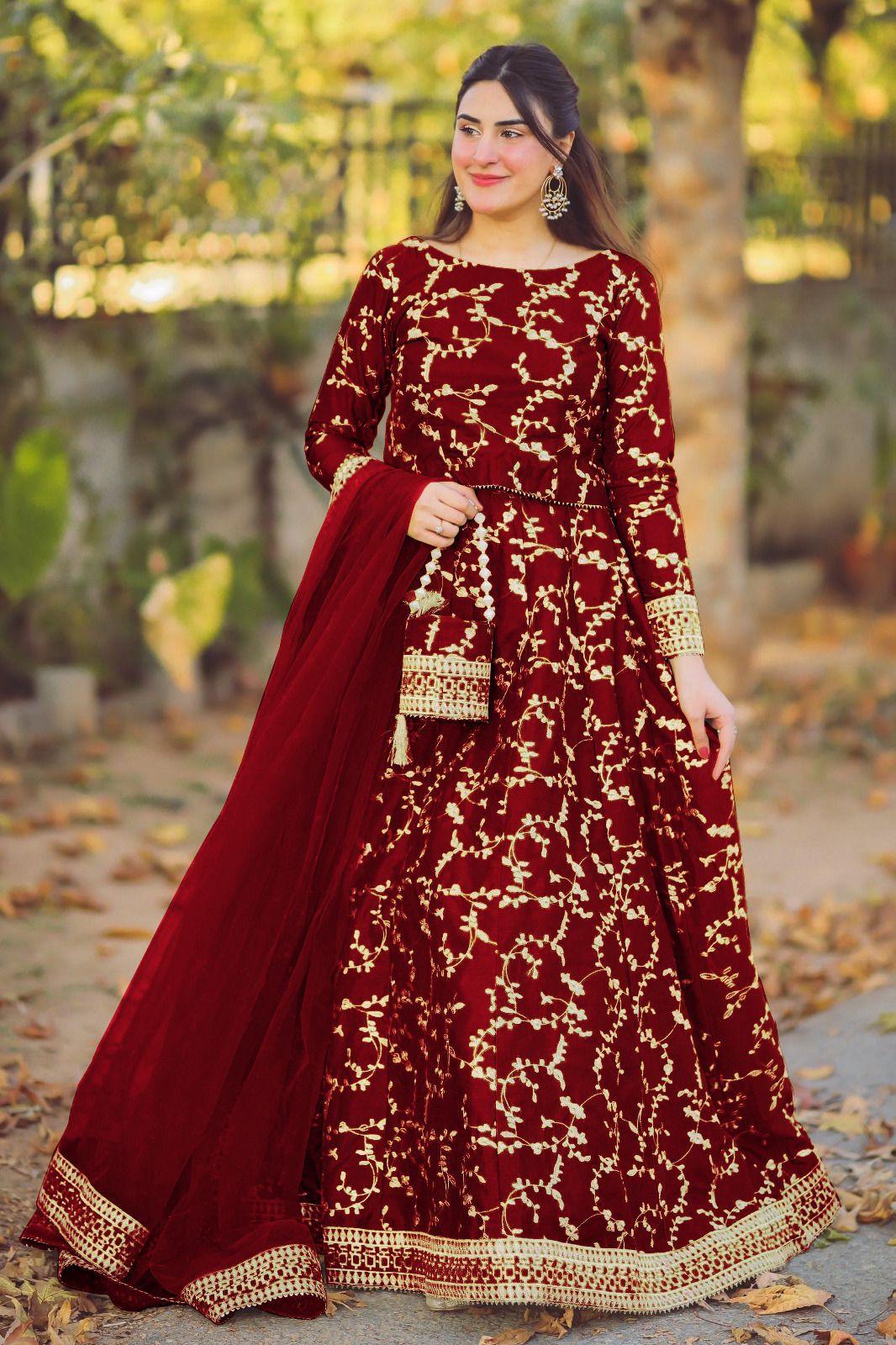 3-Piece Embroidered Top, Flared Skirt, and Ornate Dupatta with Eidi Potli