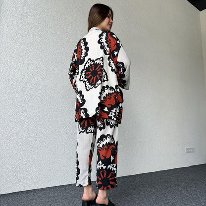 Modern Women's Spider Fabric Kimono Lawn Suit