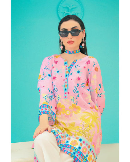 Vibrant Floral Lawn Silk Co-Ord Set with Chic Tassels | Funky Summer Outfit - Available in All Sizes