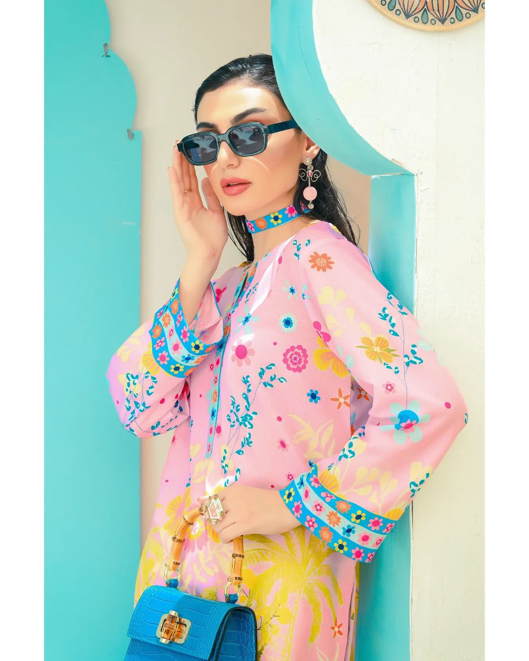 Vibrant Floral Lawn Silk Co-Ord Set with Chic Tassels | Funky Summer Outfit - Available in All Sizes