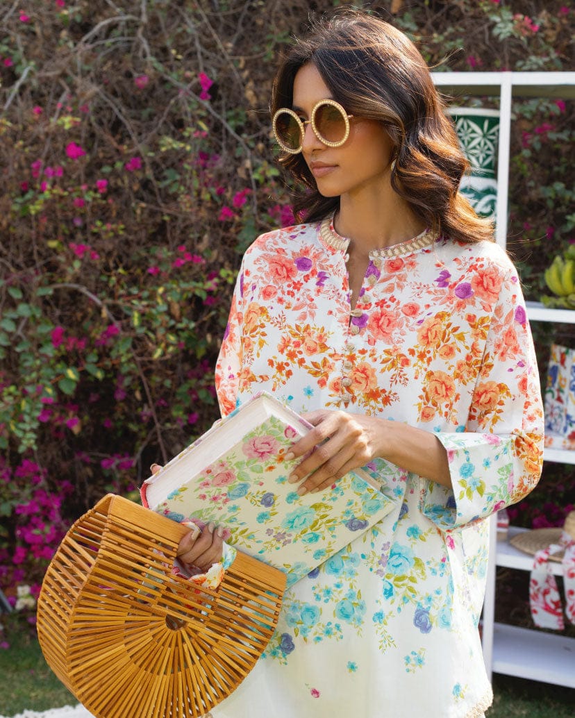 Blossom in Style: Floral Fusion Lawn Kurta Set - Perfect for Effortless Elegance